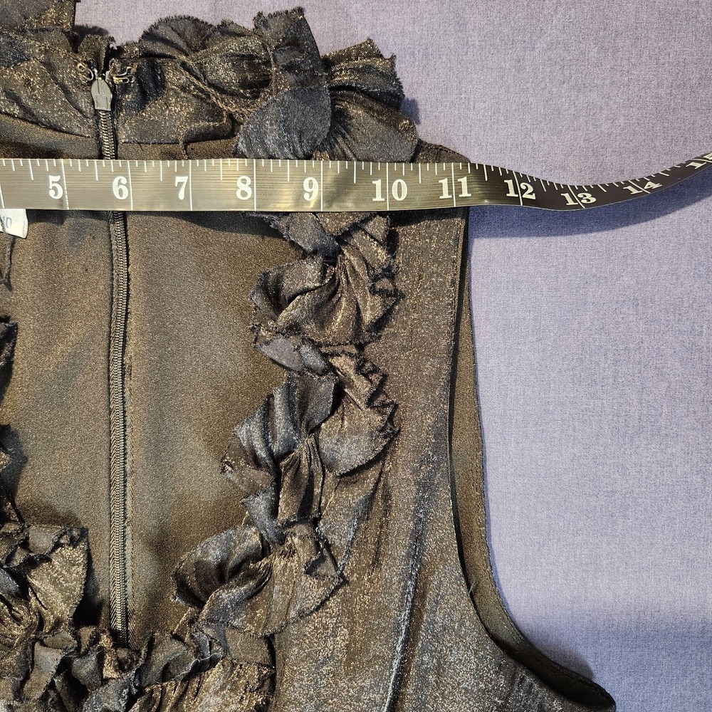 London Times Black Tiered Metallic Whimsygoth/Old-Money/Classic Glam Dress 10 - Picture 8 of 12
